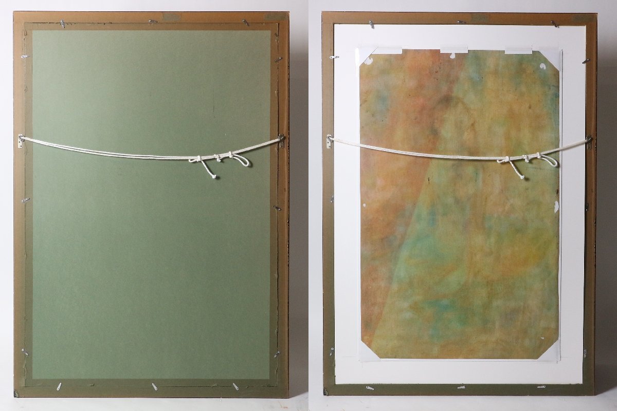 大型絵画 「森の中の裸婦」 作者サイン有り 大型額装品 / 作者不明 