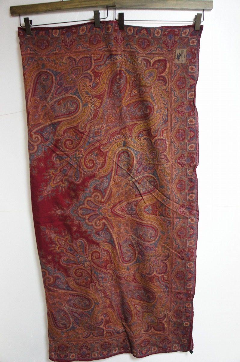 1円 ETRO エトロ ウール70％×シルク30％ ペイズリー柄 大判 ストール