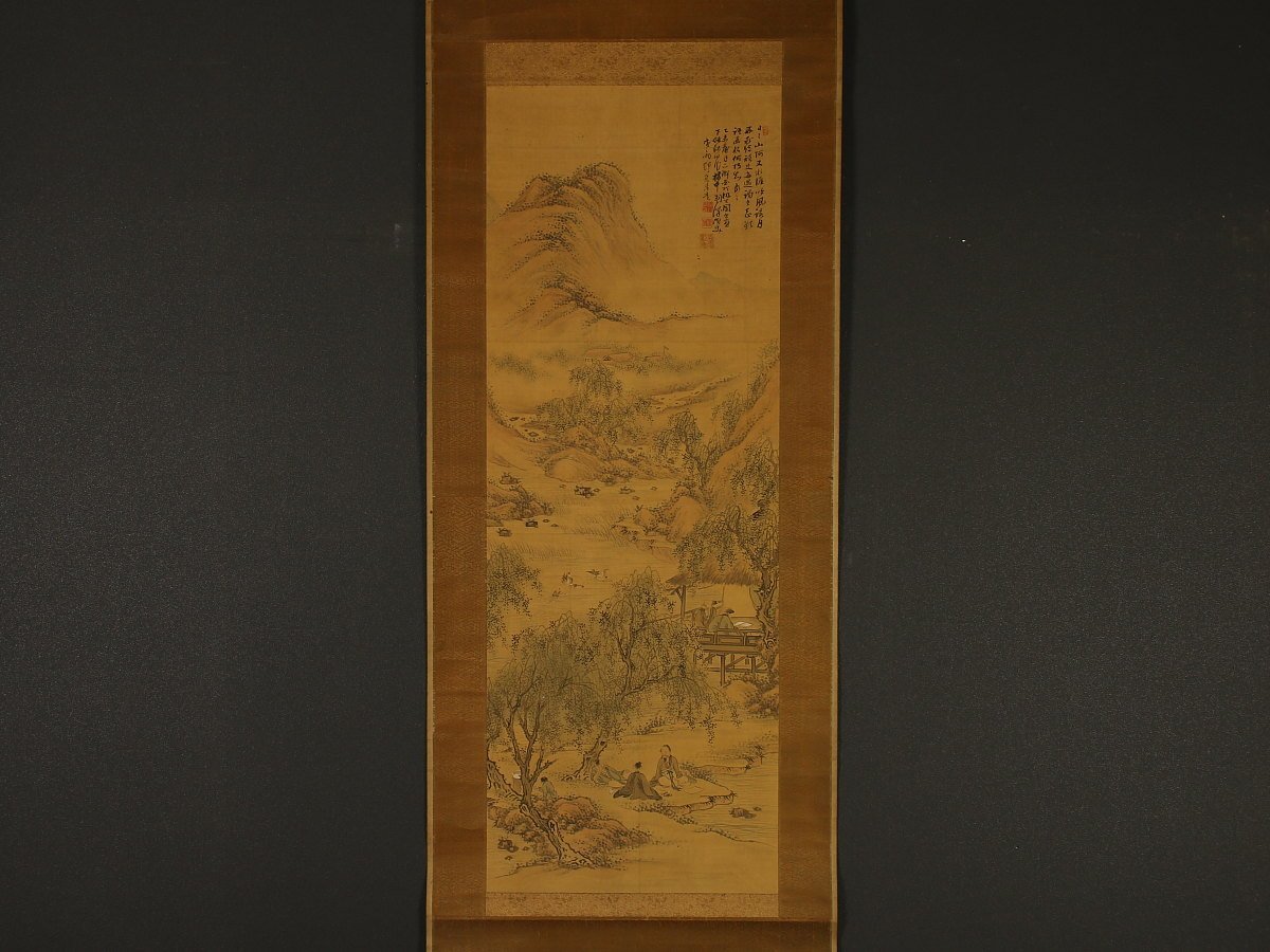 模写】【1円開始】【伝来】us8913〈帆足杏雨〉山水図 田近竹邨極箱