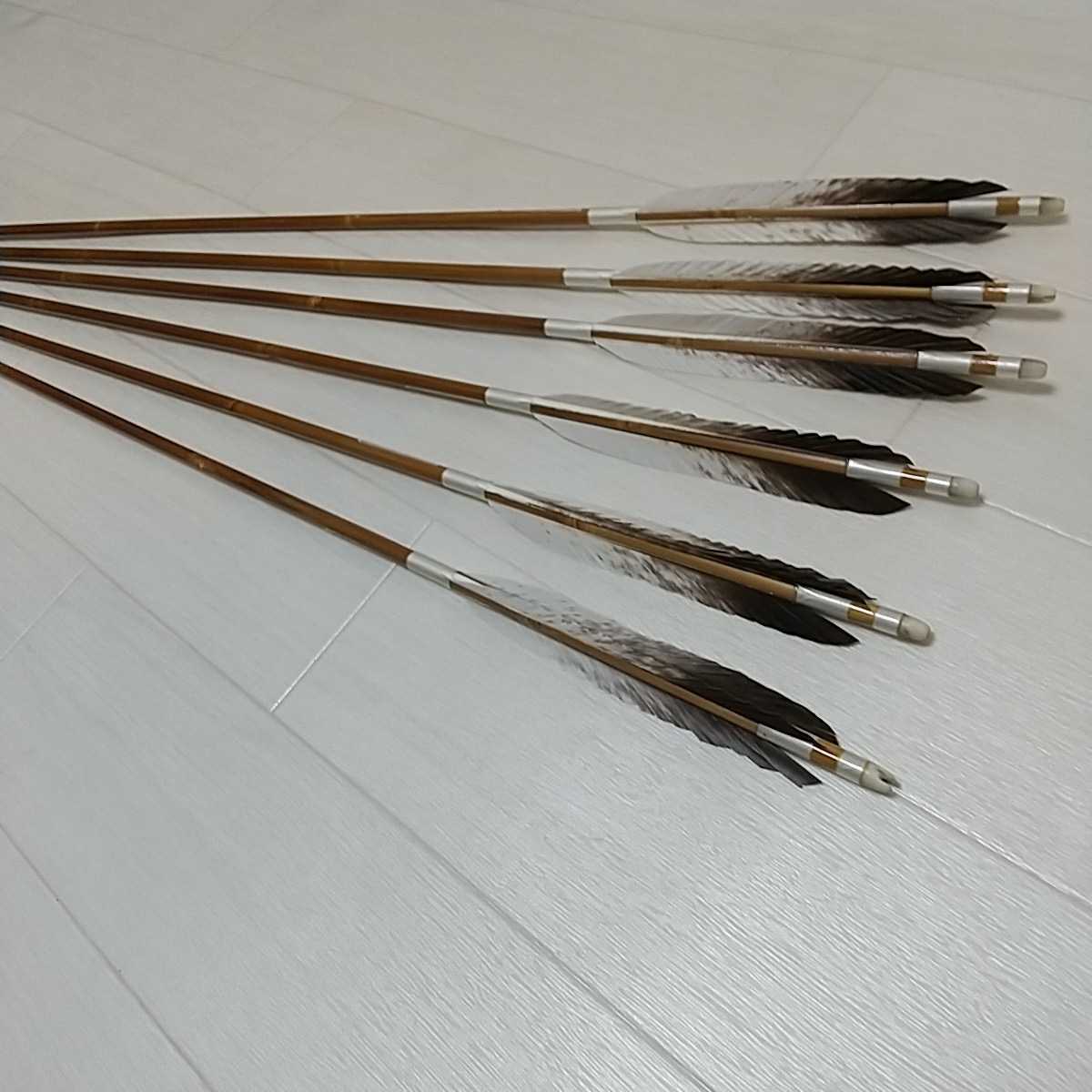 竹矢6本セット 黒グレー羽根 竹矢6本セット 黒グレー羽根 竹矢6