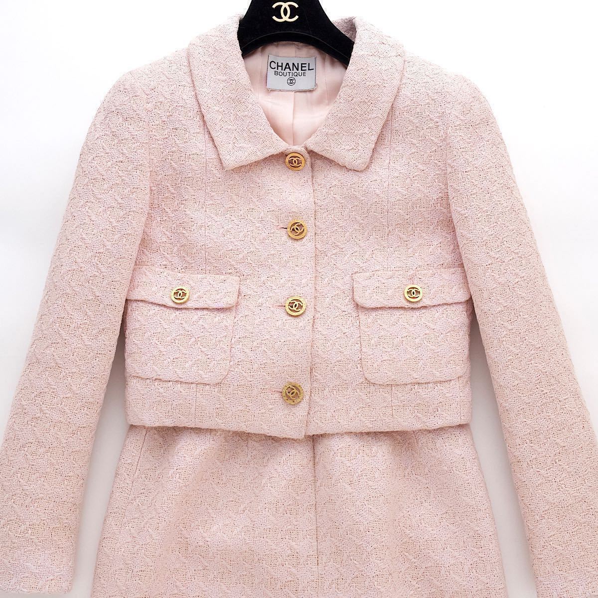 激レア 極美品 CHANEL 93P クロップド丈ツイードジャケット 