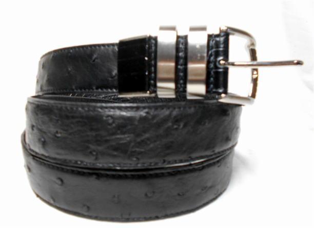 オーストリッチ 無双 　厚生地ベルト 黒 シルバー２連　130cm