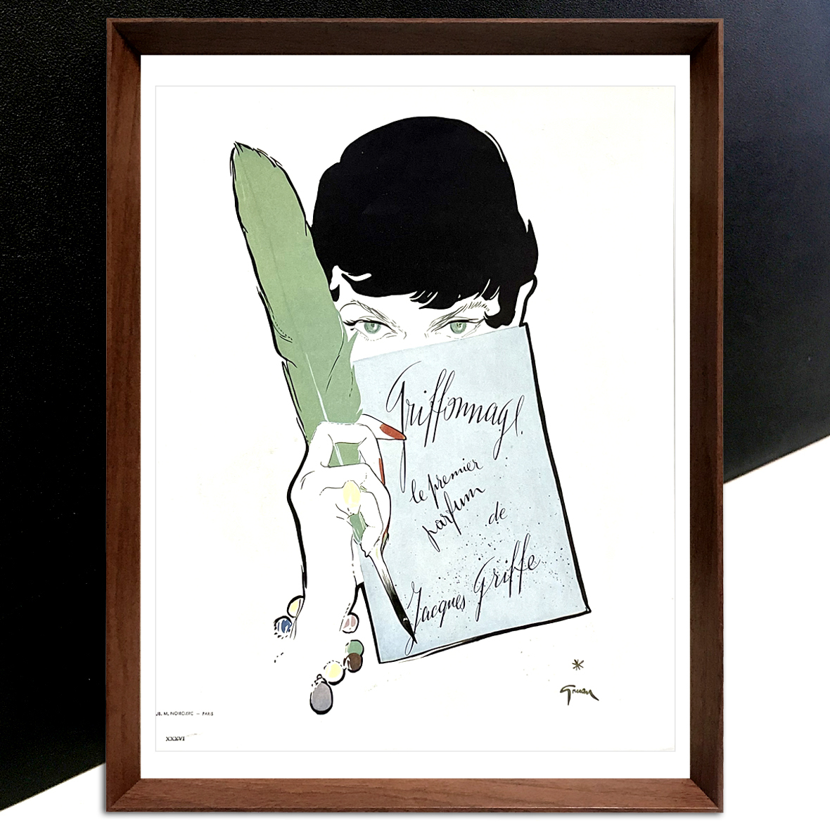 ルネ・グリュオー Jacques Griffe 1960年代 フランス ヴィンテージ 雑誌 広告 ポスター 額付 アートフレーム #d793