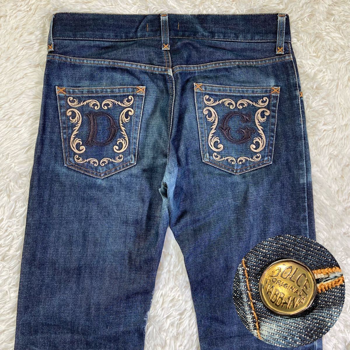 ドルチェ&ガッバーナ DOLCE&GABBANA D&G デニム ジーンズ 刺繍 金 