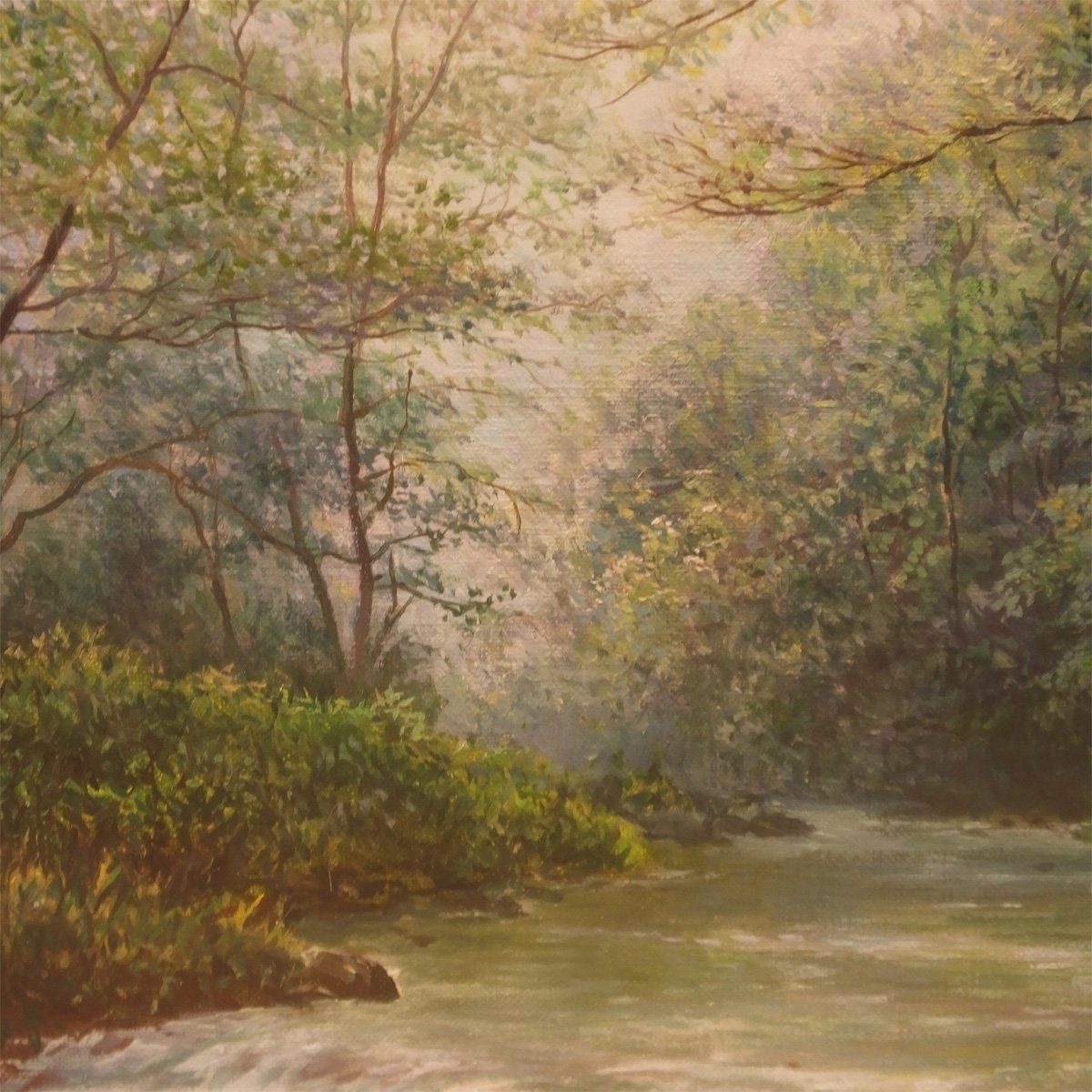 1円～ おたからや◇x290 張仲達 玉渓 油彩15号 風景画 油絵