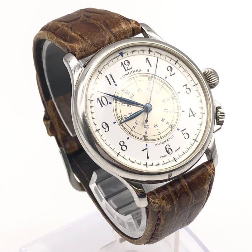【稼働品】 LONGINES ロンジン ナビゲーション 3000本限定 1059/3000 自動巻/AT 裏スケ 白文字盤 メンズ腕時計 L2.605.4 【ベルト非純正】
