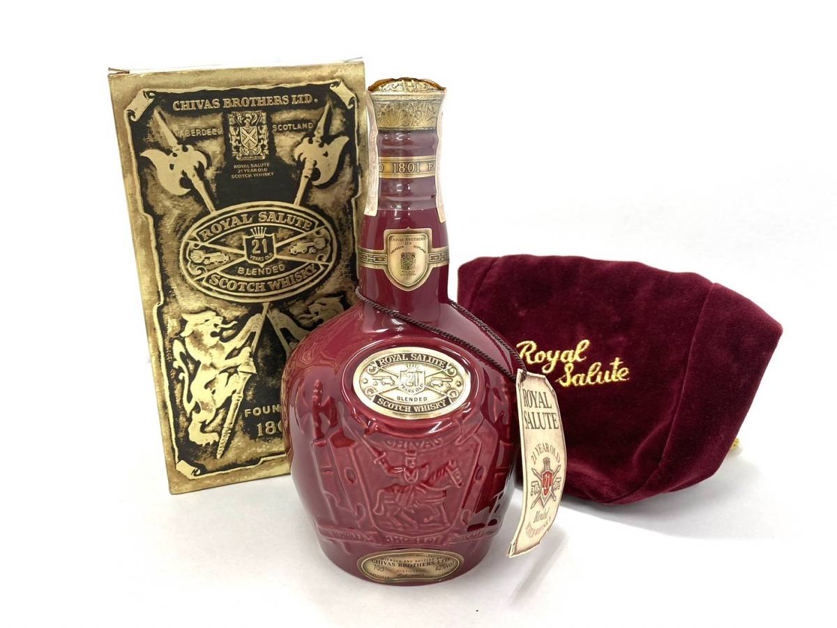 □【未開栓】ROYAL SALUTE/ロイヤルサルート 21年 赤 陶器ボトル 700ml 40% 重量約1355g スコッチウイスキー お酒 古酒 (36116S1)