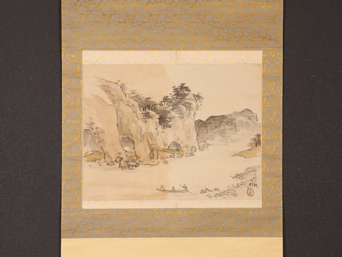 お得 【模写】【1円開始】【伝来】us9012〈中村不折〉耶馬渓図 共箱 大分