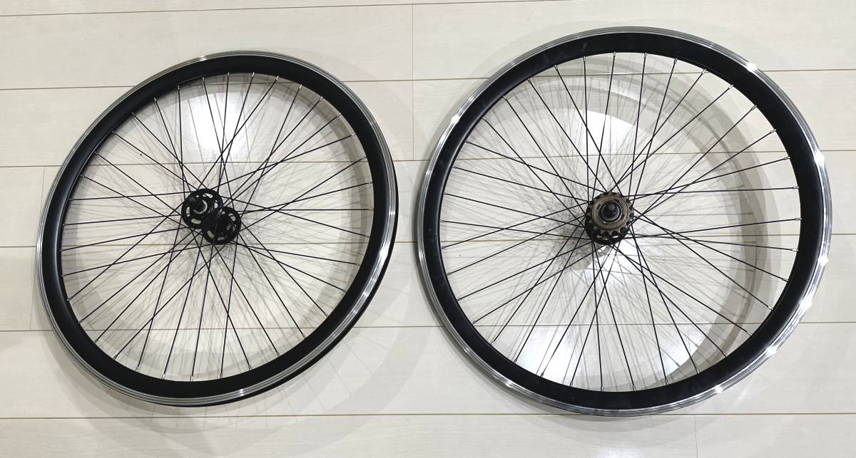 ピスト用ホイール前後セット 完成車外し セミディープリム 16T ピスト用ホイール前後セット 完成車外し セミディープリム 16T
