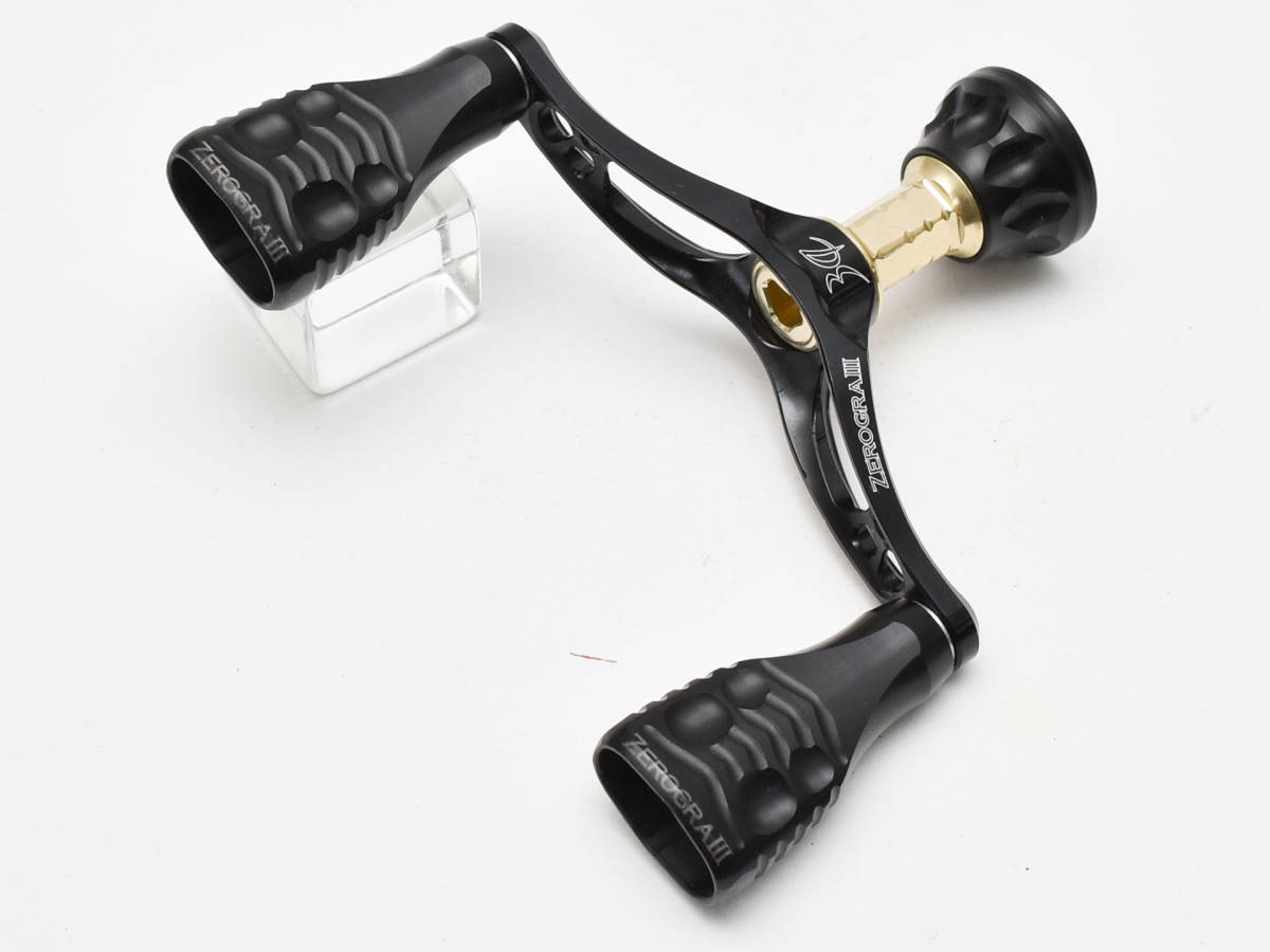 【超美品】34 ゼログラハンドル3 ダイワ用 ブラック×シャンパンゴールド 63mm ダブルハンドル スピニングリール ステラ アジング