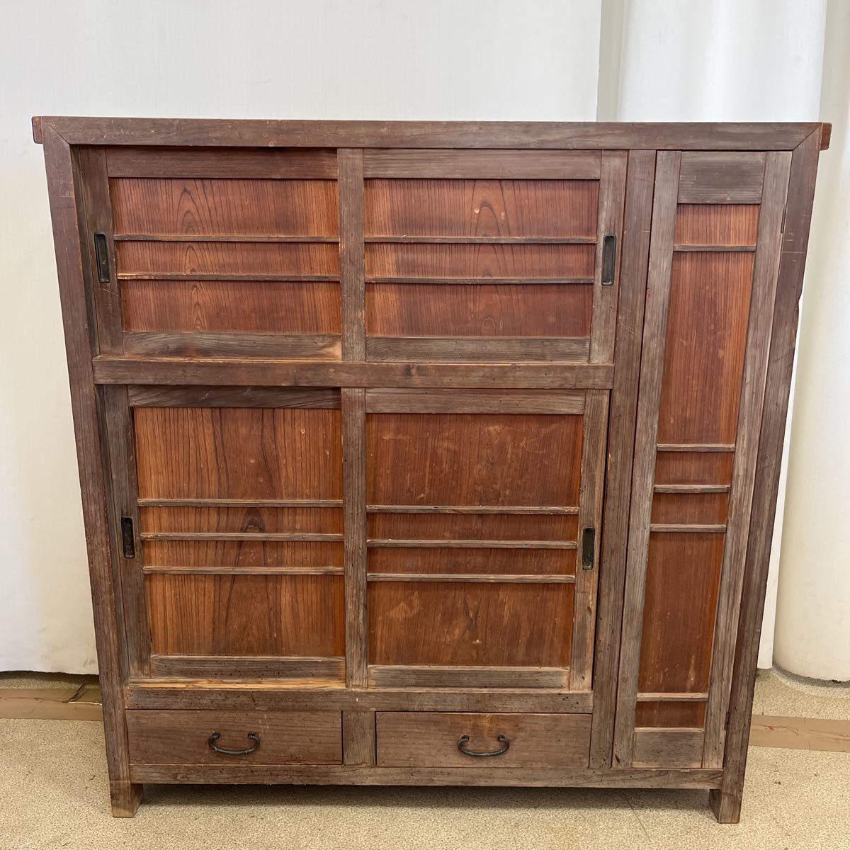 シューズボックス A1718 昭和レトロ 下駄箱 収納棚 引き戸 収納 飾り棚