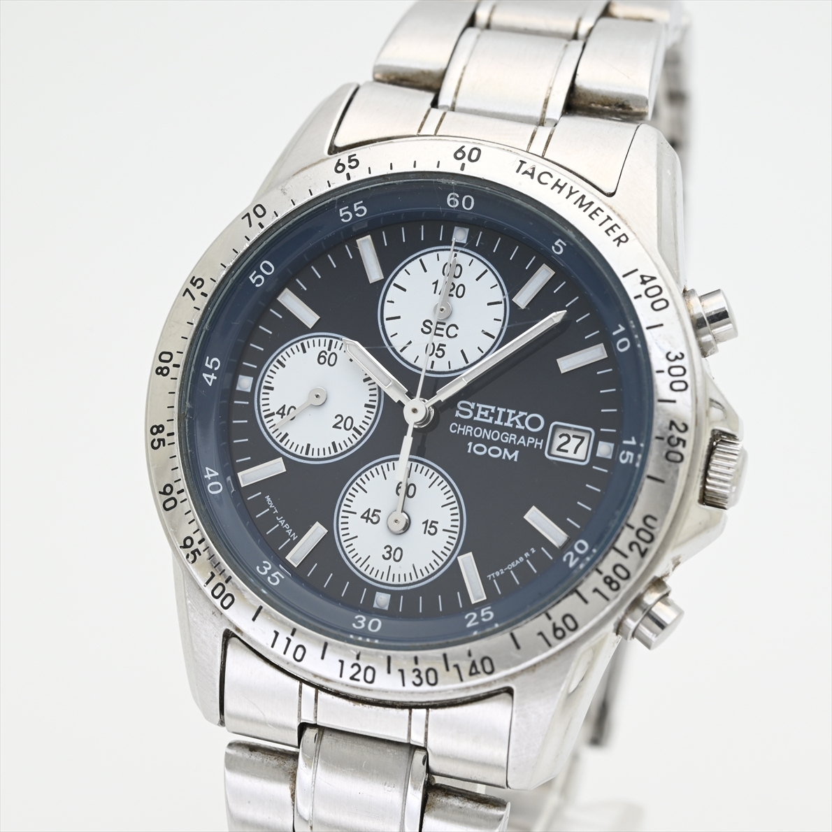 セイコー/クロノグラフ○1996年製 7T92-0DW0 クロノグラフ 電池交換済 