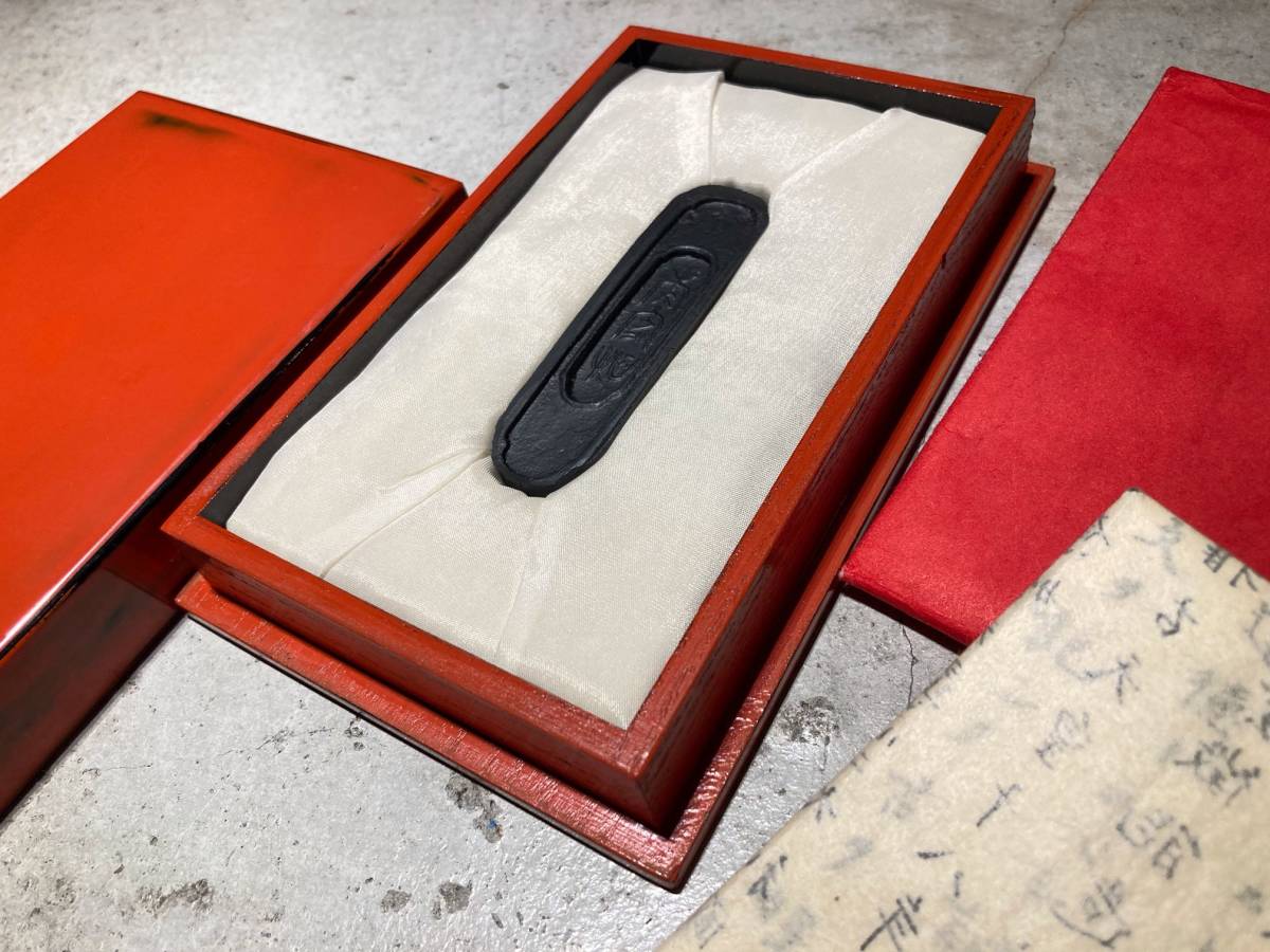 ■古梅園 李家烟 漆墨 未使用 元漆器箱 書道具 和墨 奈良■倣古ニ諦坊墨