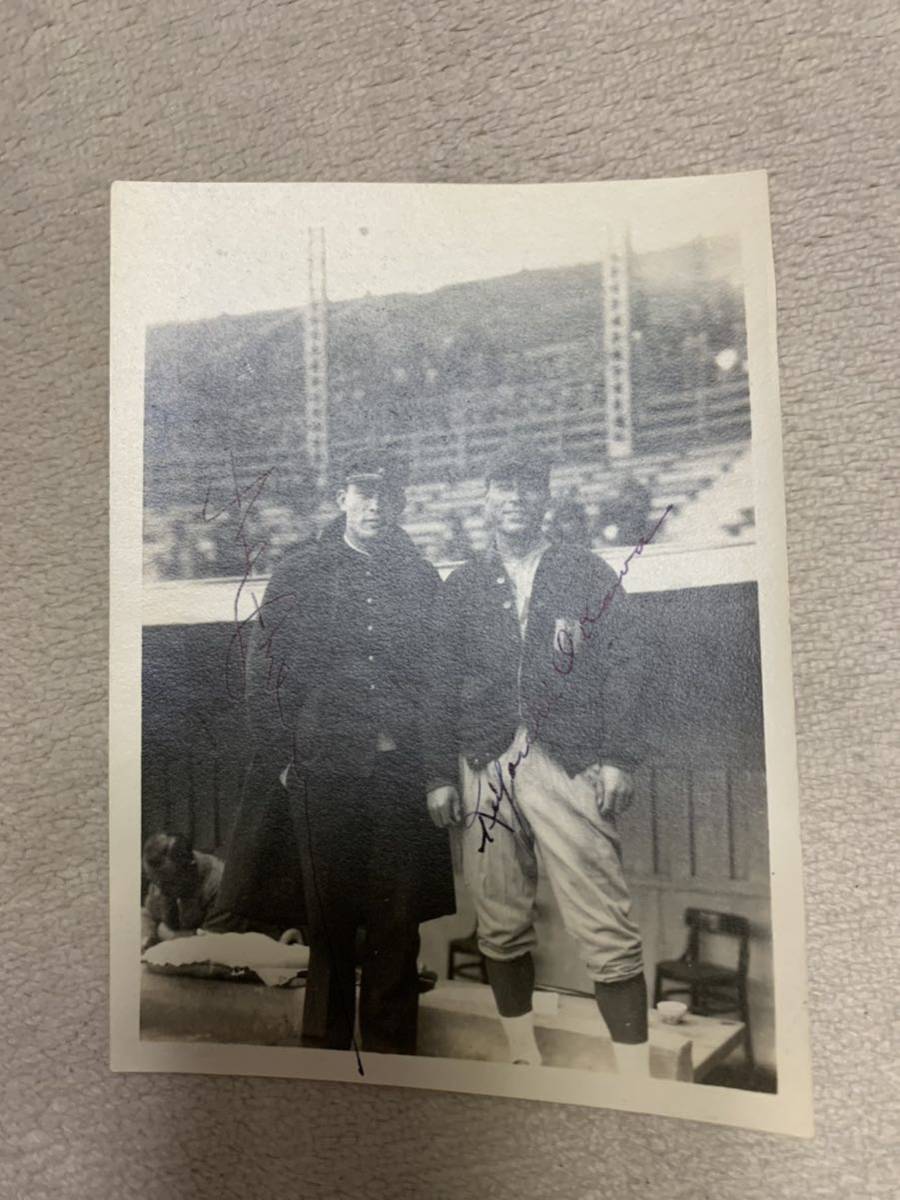 戦前/直筆サイン入り古写真/山下 実/ベーブ山下/東京六大学野球/昭和3，4年頃/肉筆サイン入り/色紙