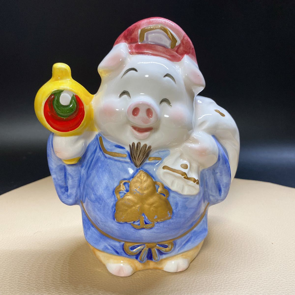 加藤工芸 七福神 豚 ブタ 貯金箱 大黒天 開運 陶器 縁起物 激レア