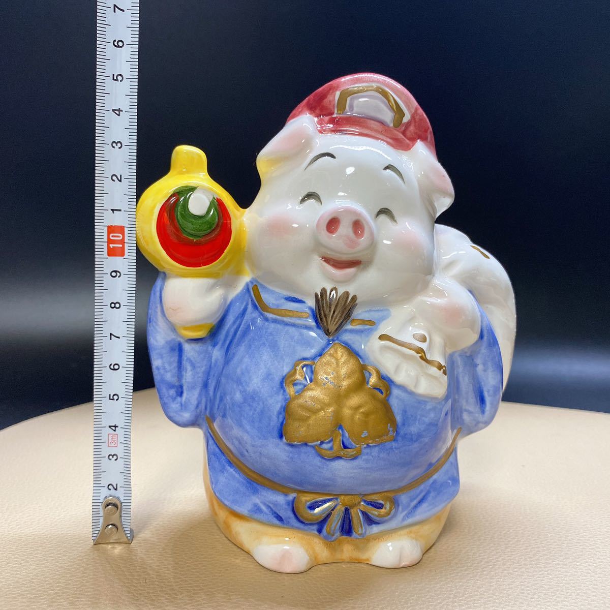 加藤工芸 七福神 豚 ブタ 貯金箱 大黒天 開運 陶器 縁起物 激レア