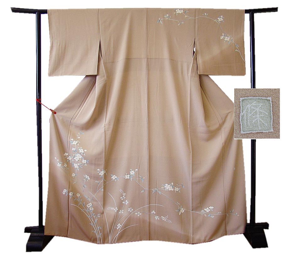 きものしらゆり １円 身丈159cm 裄66cm 10～5月 作家物 フォーマル 極上ちりめん地 本加工染 訪問着 正絹 身長154cm～160cmの方に最適 U281