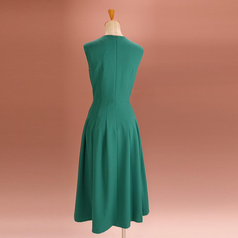 新品 DKNY 6/11号 ダナキャラン 青緑 Aライン ワンピース パーティ 