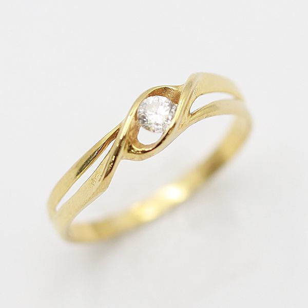 1円 良品【 K18 1.4g 1.2ct ダイヤ 】 リング 指輪 ゴールドカラー 10号 レディース KOR 0001100