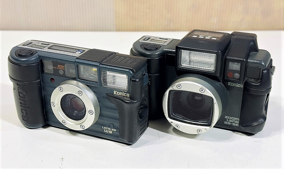 動作未確認のジャンク扱い konica(コニカ) コンパクトフィルムカメラ2個 現場監督ズーム 28-56、現場監督28