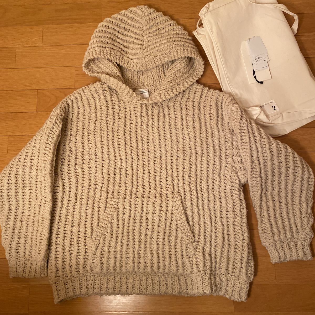 FW20 visvim AMPLUS HOODIE HAND-KNIT(N.D.)IVORY size2/F.I.L. Indigo 