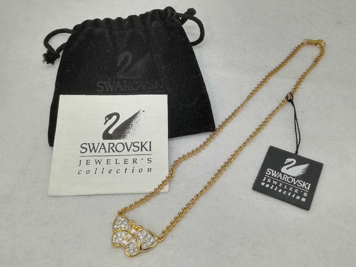 【ネックレス】SWAROVSKI　スワロフスキー　ジュエリーコレクション　バタフライ　クリアー×ゴールド　42ｃｍ　　SY02‐JZ0