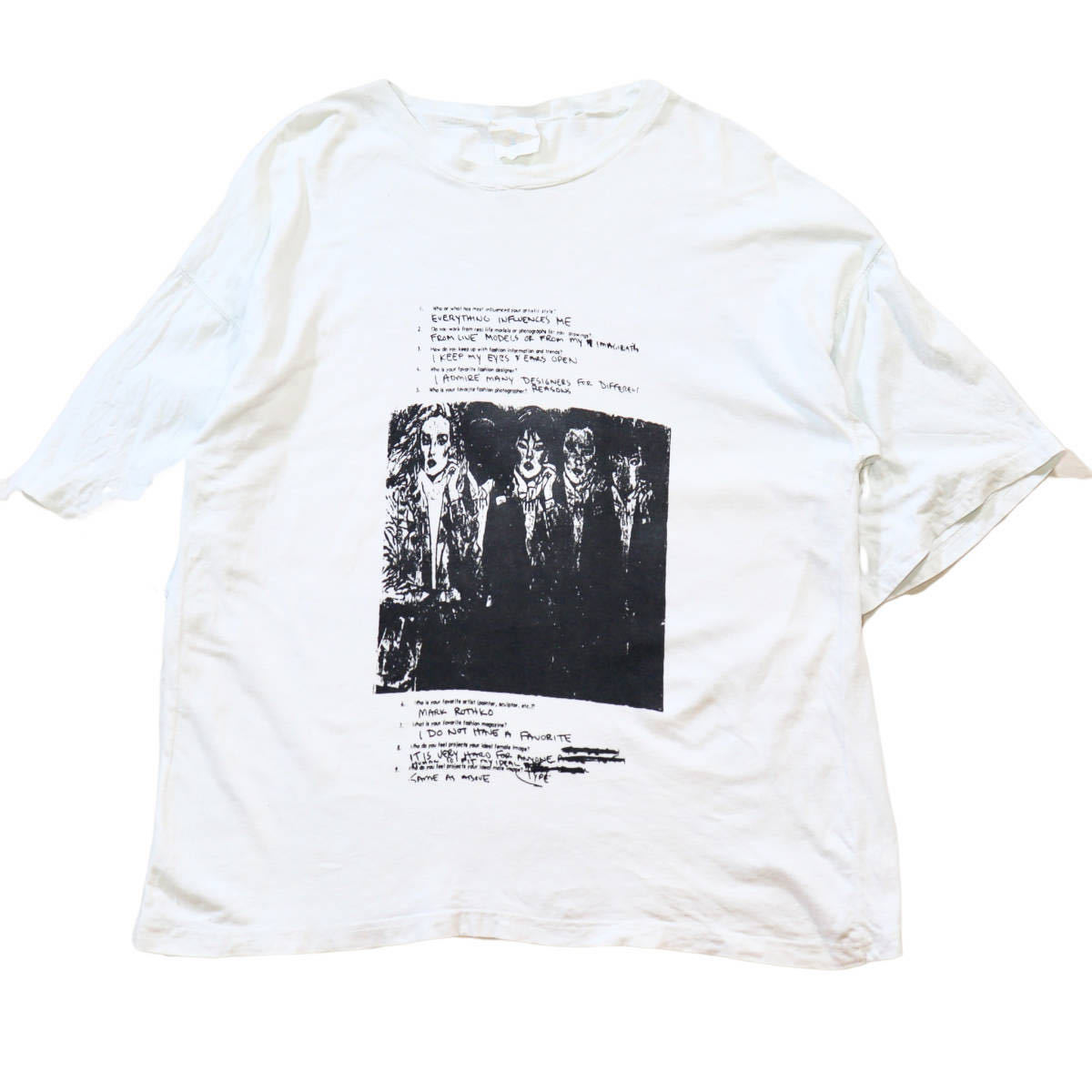 レア! 1990s スーパーモデル & Mark Rothko アメリカ 画家 ヴィンテージ アート Tシャツ 80s 90s ファッション Vogue 