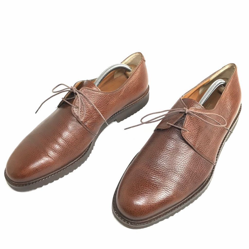【フェラガモ】本物 Ferragamo 靴 28cm 茶 プレーントゥ ビジネスシューズ 外羽根式 本革 レザー 男性用 メンズ イタリア製 10 EE