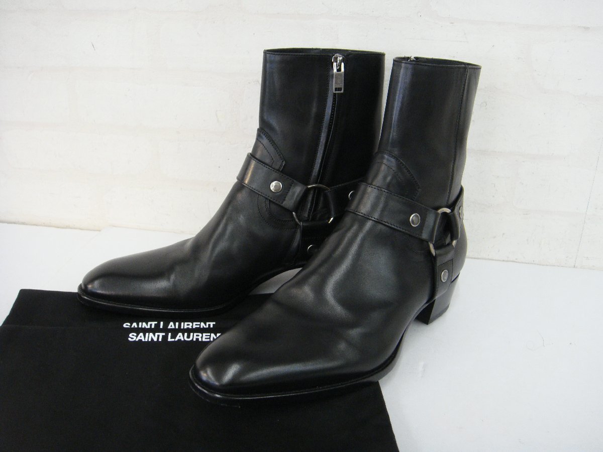 2115T【本物保証】 Saint Laurent サンローラン ワイアット40 ハーネスブーツ サイズ41 1/2 (約)26.5cm D1634225 ブラック 美品