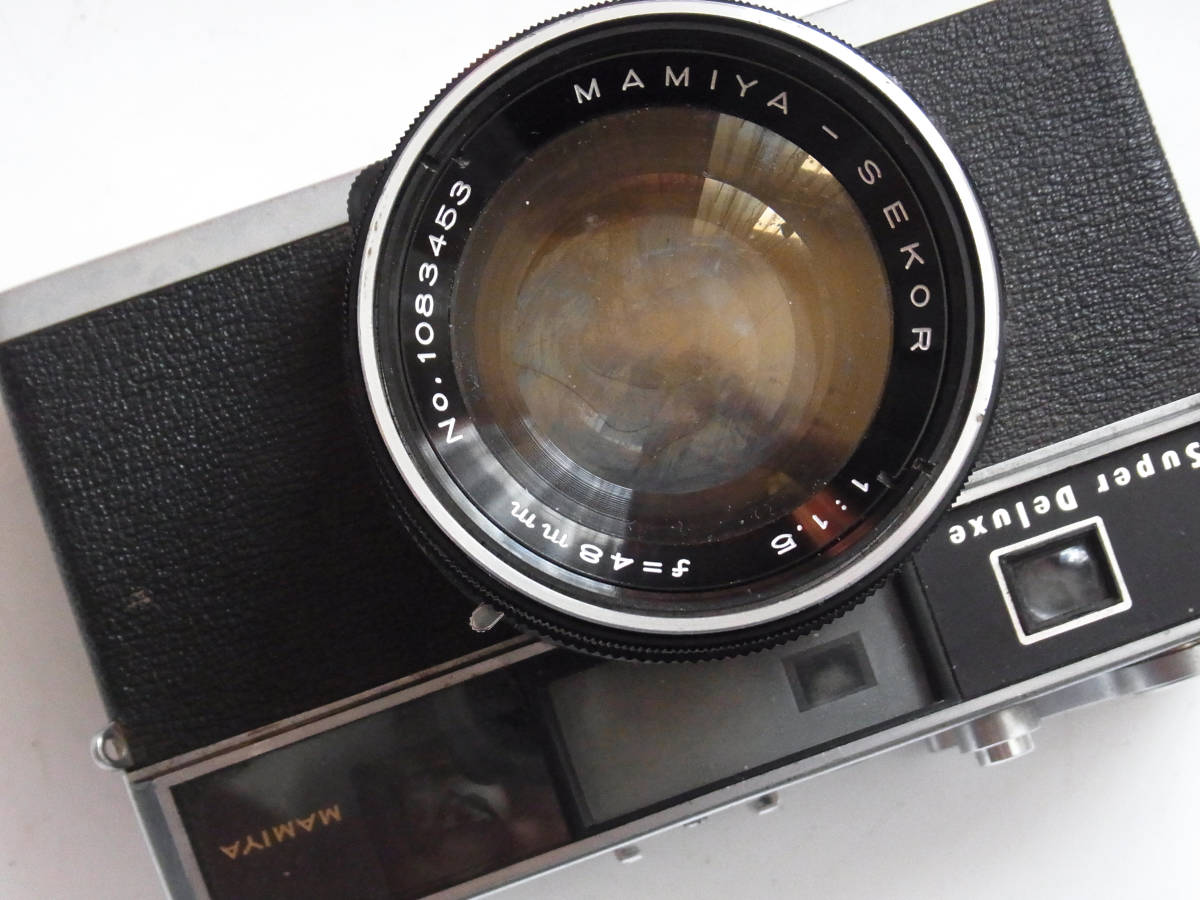 大口径のレンズ、マミヤスーパーデラックス35 F1.5 48mmレンズ付き、ジャンク品
