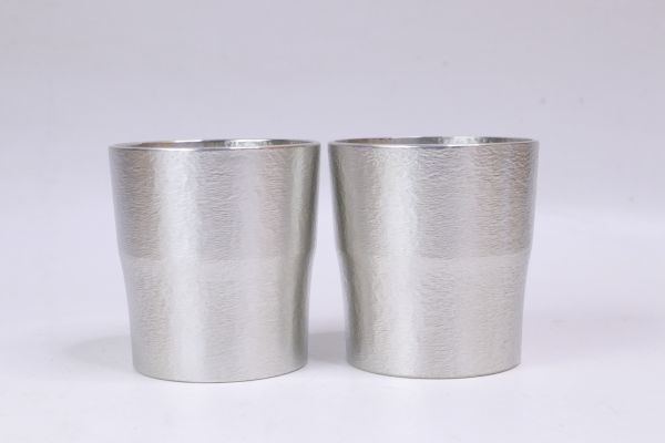 ♦︎【未使用】大阪浪華錫器 錫製 タンブラー 2客セット×2箱 計4客 木箱付 タンブラー 錫製 木箱付 ☆021624 二客 ☆ 公式通販 錫器 大阪