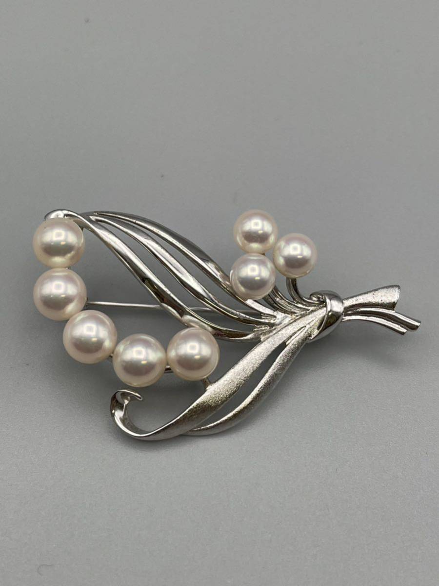 MIKIMOTO ミキモト　ブローチ　本真珠　シルバー　8珠 MIKIMOTO ミキモト アクセサリー 8P パール ブローチ シルバー 【公式