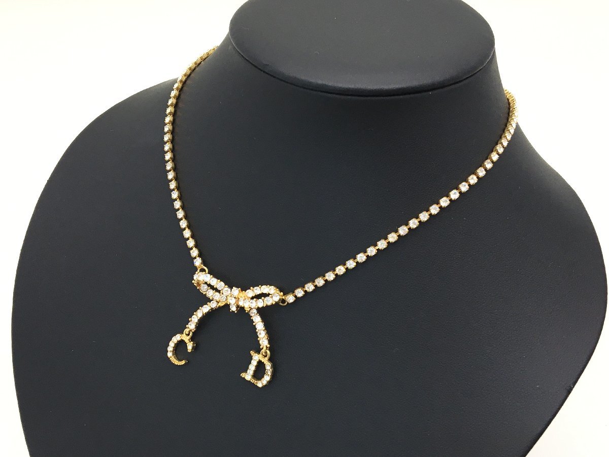 人気定番，大人気】 Christian Dior リボンモチーフ ラインストーン