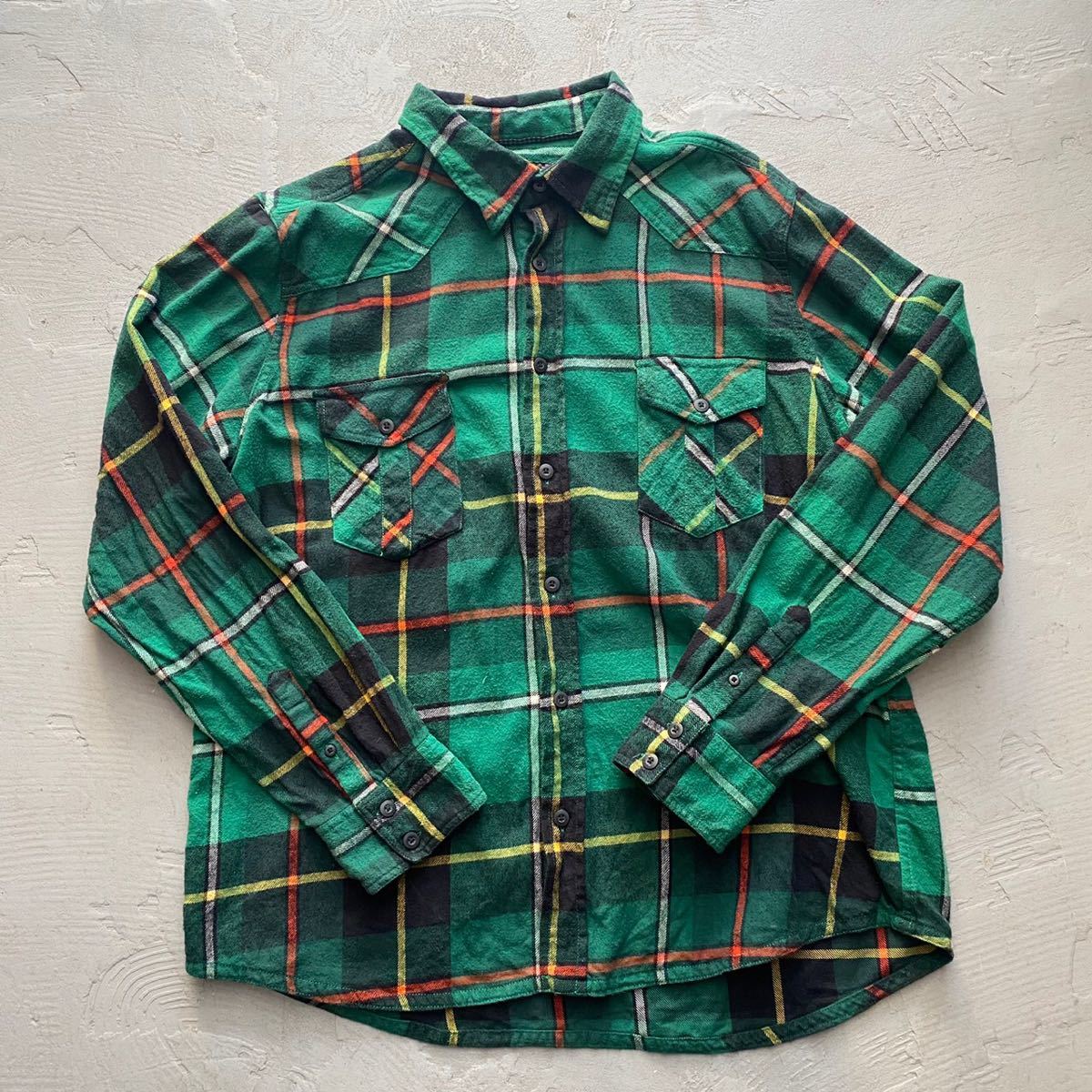 オーシャンパシフィック Ocean Pacific Op ビンテージ 90s 00s ネルシャツXL メンズ コットン オールド USA古着 ビーチ サーフ チェック 緑