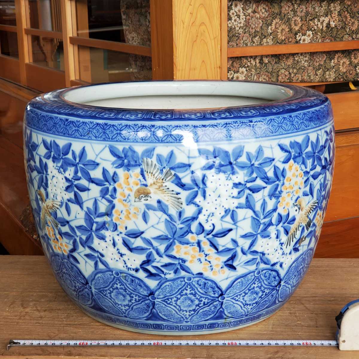 火鉢 大型 アンティーク 外径最大約46cm 高さ31cm 蒔絵・螺鈿