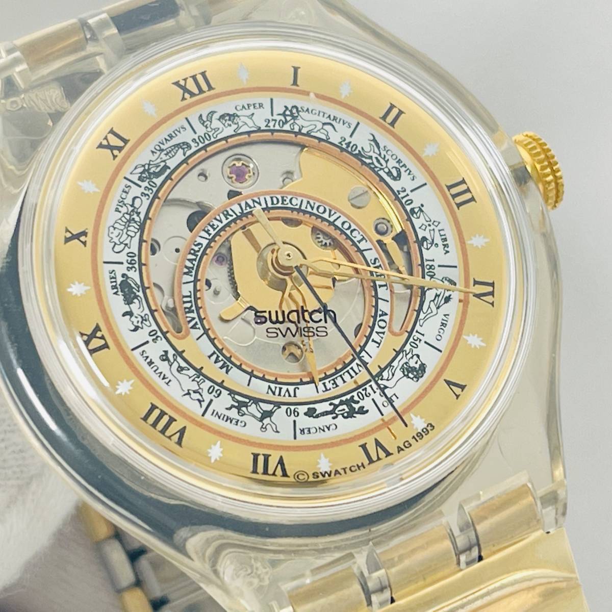 S25 スウォッチ swatch 星座 自動巻き スケルトン×ゴールド×ステンレス 