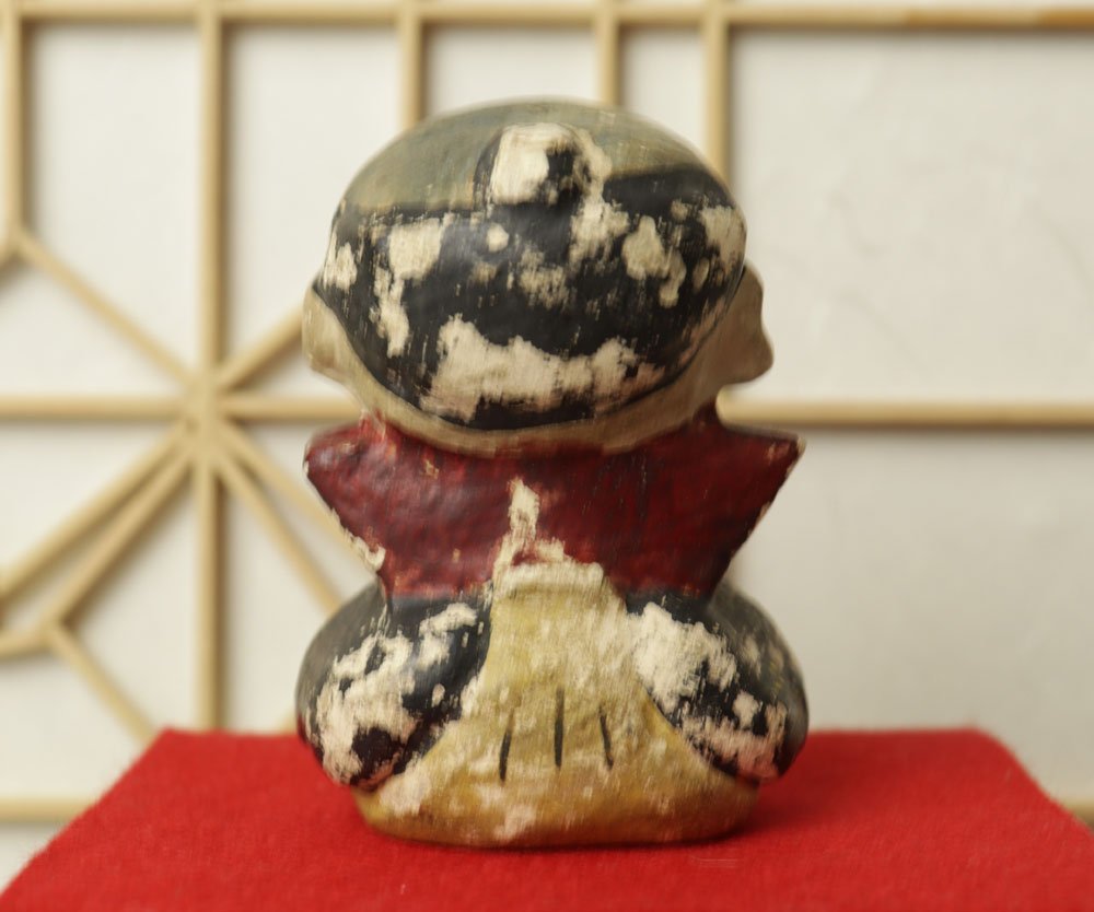 □W-2937□明治～ 時代土人形 豆人形 福助 商売繁盛 縁起人形 招福