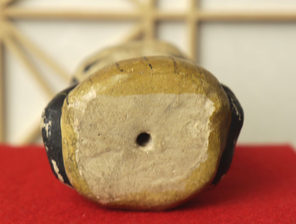 □W-2937□明治～ 時代土人形 豆人形 福助 商売繁盛 縁起人形 招福