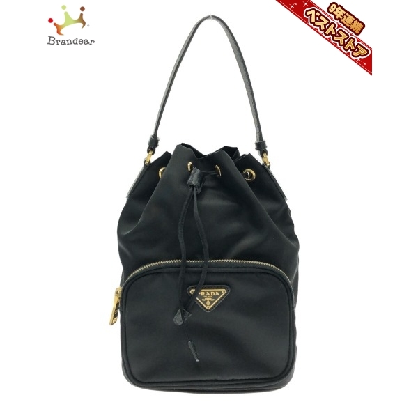 プラダ PRADA ハンドバッグ - ナイロン×レザー 黒 巾着型 バッグ PRADA