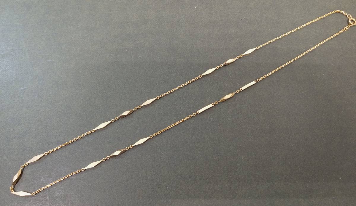 K18 切子チェーンネックレス 6.6g 42cm 切り子 18K YG ゴールド 18金