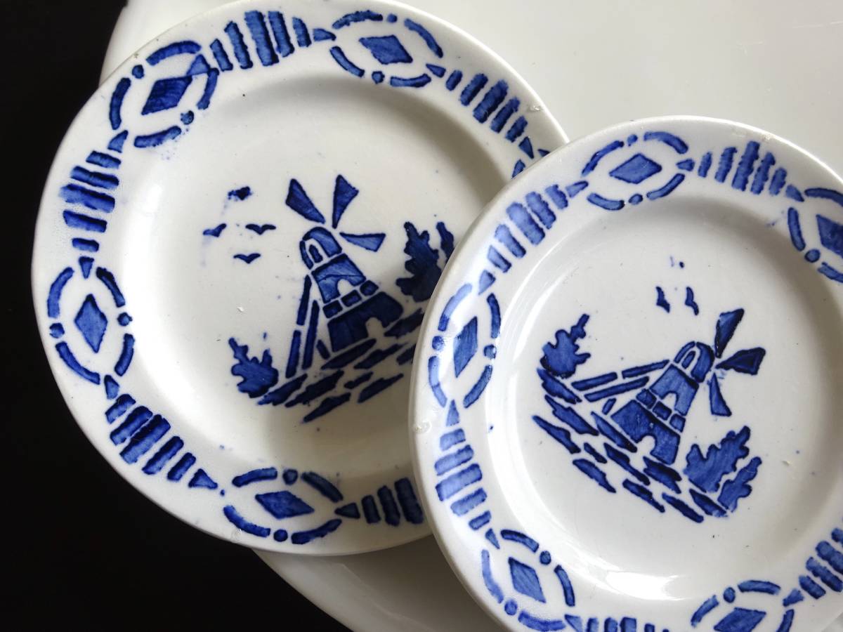 20世紀初期 小さなお皿 ステンシル 1900s-1920s 器 皿 焼物 鉢 飾皿 陶器 民藝 骨董 古道具 美術 フランス アンティーク A