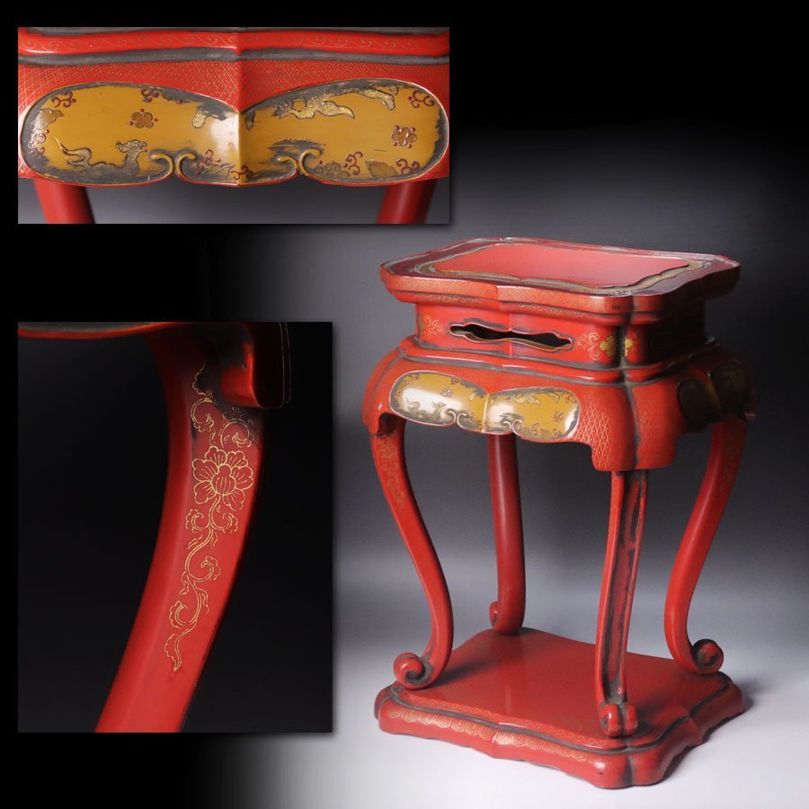 HOT，低価 源 江戸後期 伝 琉球王朝 拝領品 古琉球漆芸 朱塗沈金箔絵 玄武 鳳凰蒔絵 花台 香炉台 珍品台 高卓 中央(その他)｜売買されたオークション情報、yahooの商品情報をアーカイブ公開 - オークフ その他