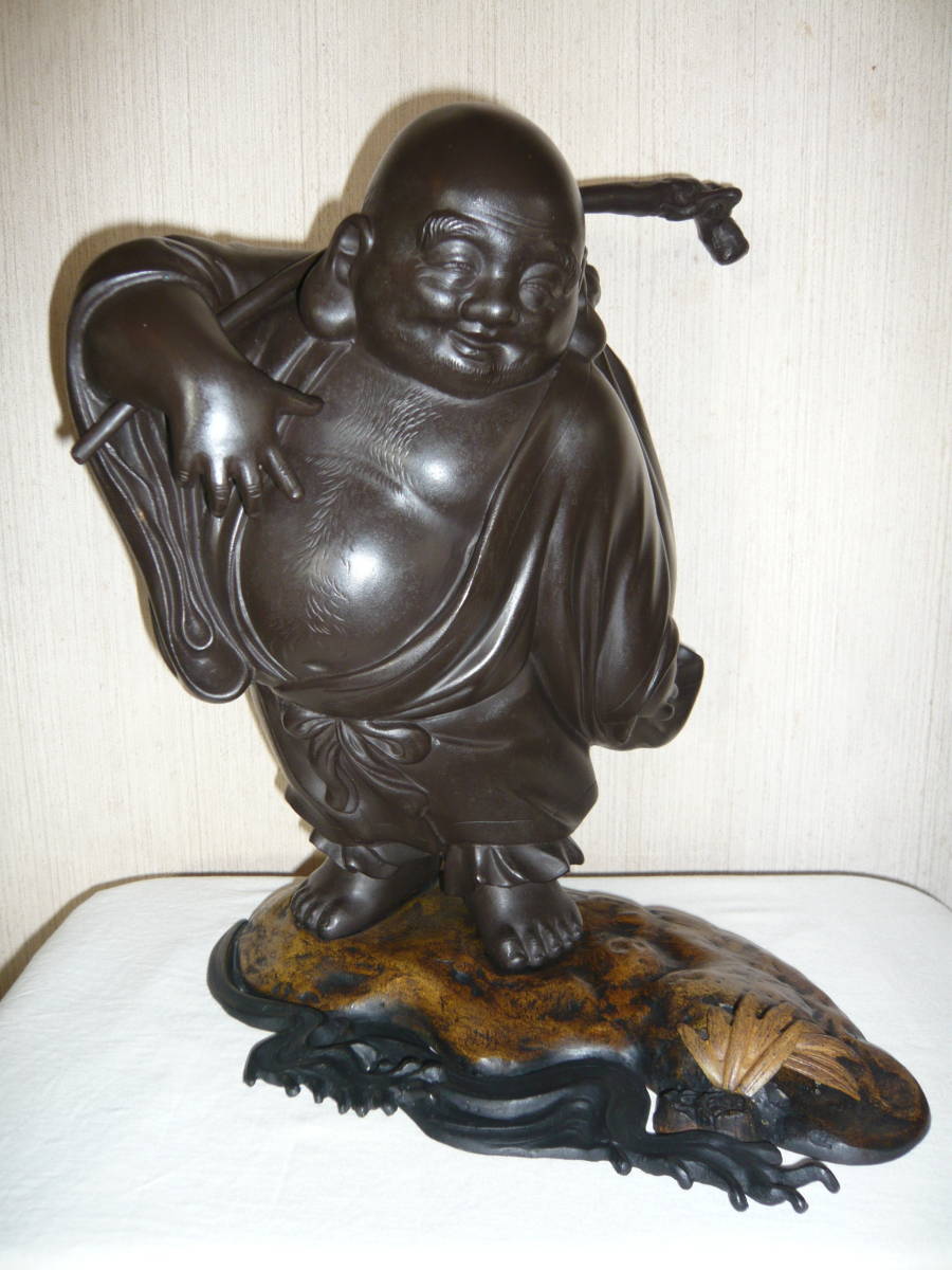 縁起物 置物 七福神〔布袋尊〕シルキーゴールド 日本製 銅器置物