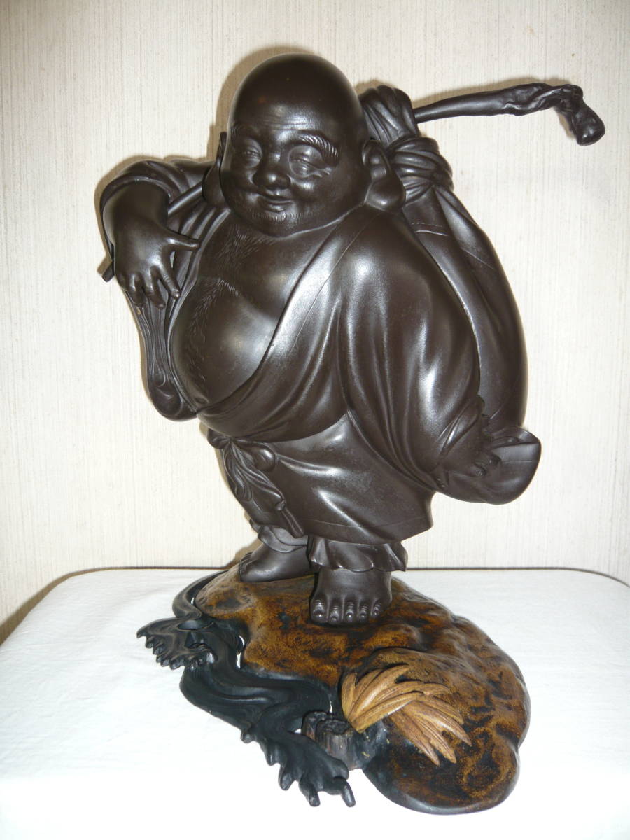縁起物 置物 七福神〔布袋尊〕シルキーゴールド 日本製 銅器置物