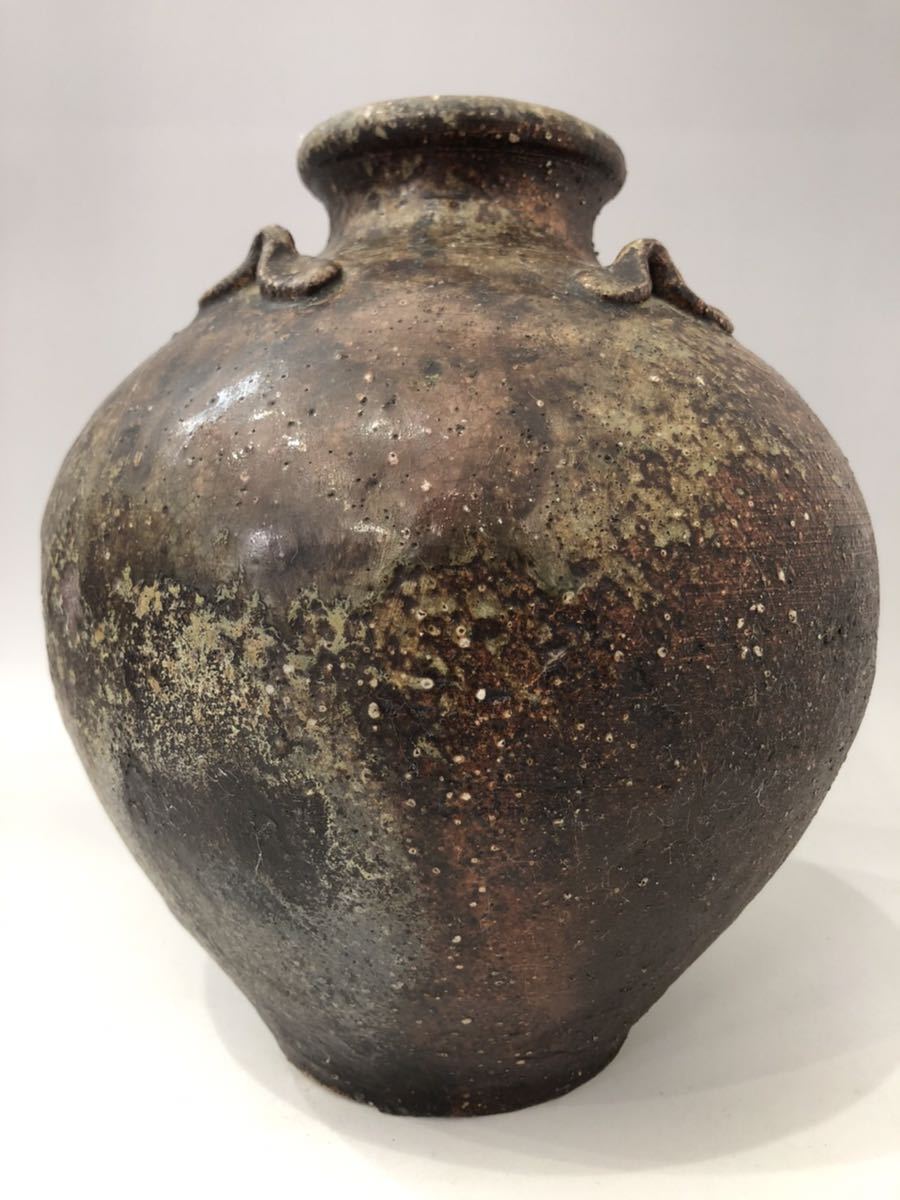 個人蒐集蔵 桃山後期〜江戸前期　古信楽四耳壺　茶壺　名逸品