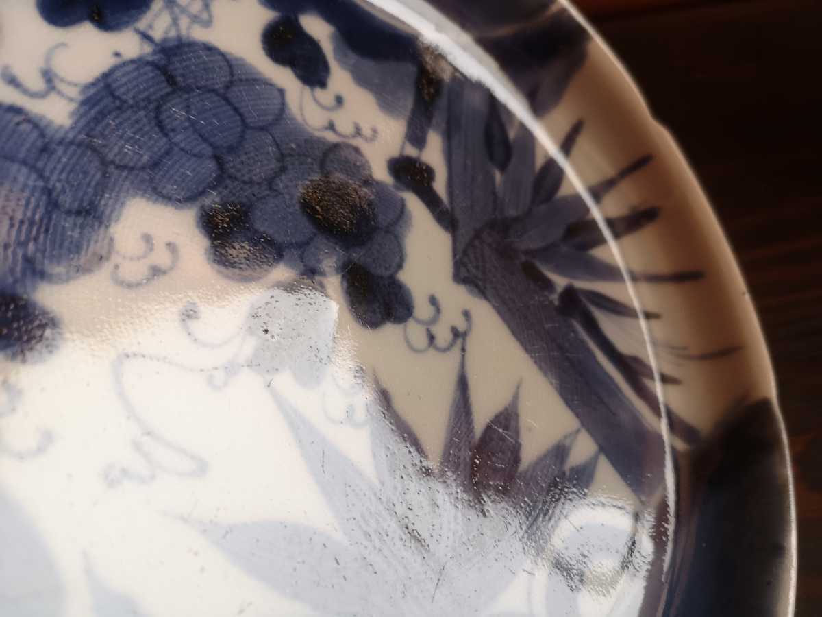 古伊万里 染付 竹笹に梅図 中皿 5枚 [B28150] 高さ