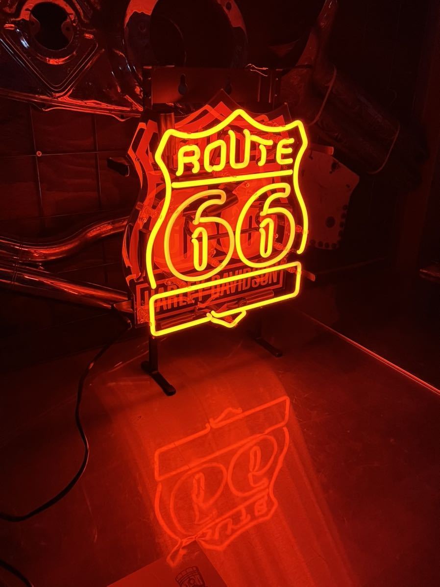 ルート66 ハーレー アメ車 ガレージ ネオン サイン 看板 パン