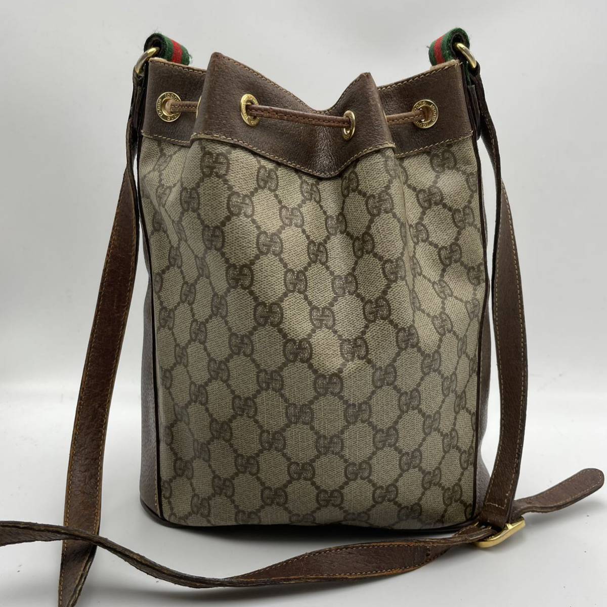 1円 【上品】GUCCI オールド グッチ シェリーライン 巾着 斜め掛け 