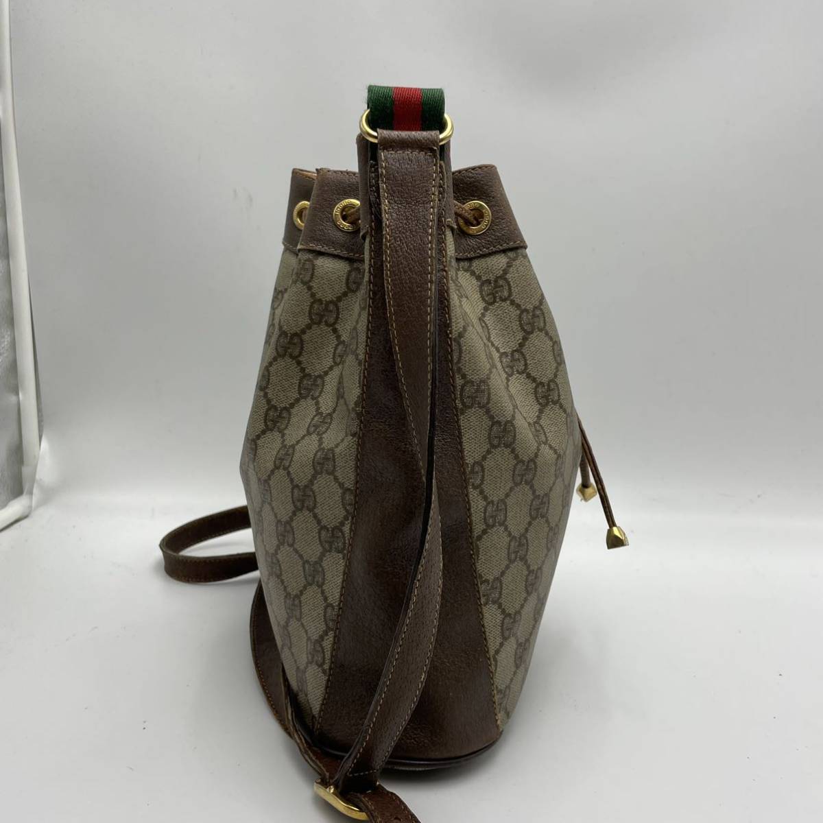 1円 【上品】GUCCI オールド グッチ シェリーライン 巾着 斜め掛け 