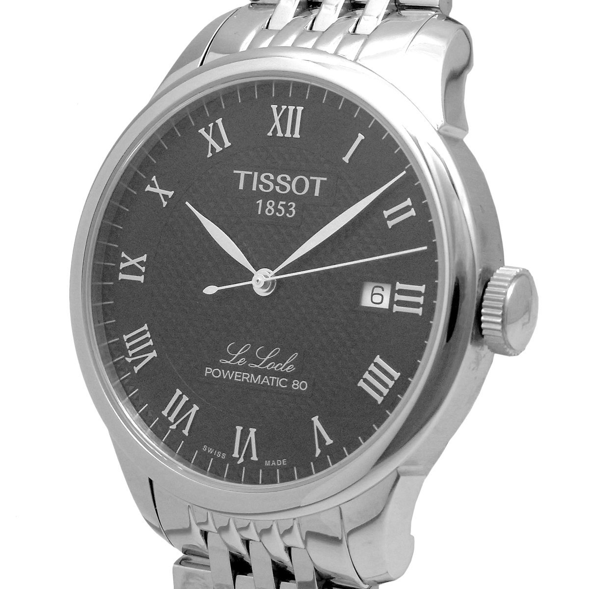 1円～ 新品未使用 ティソ ル・ロックル パワーマティック 80 デイト メンズ 自動巻き オートマ T006.407.11.053.00 黒文字盤 TISSOT